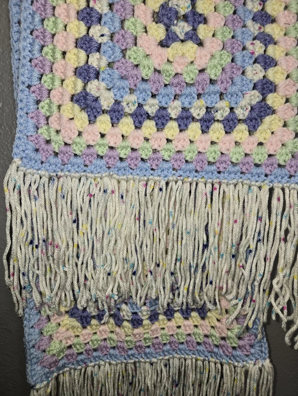 Handmade Crochet Scarf Pastel Birthday Cake Colors